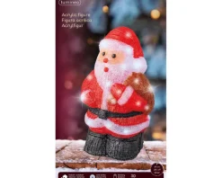 Clearance KAEMINGK Père Noël rouge lumineux en acrylique à 30 LED blanc froid sur piles pour extérieur - 36 cm