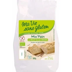 MA VIE SANS GLUTEN Préparation pour pain bio au millet et graines 500 g