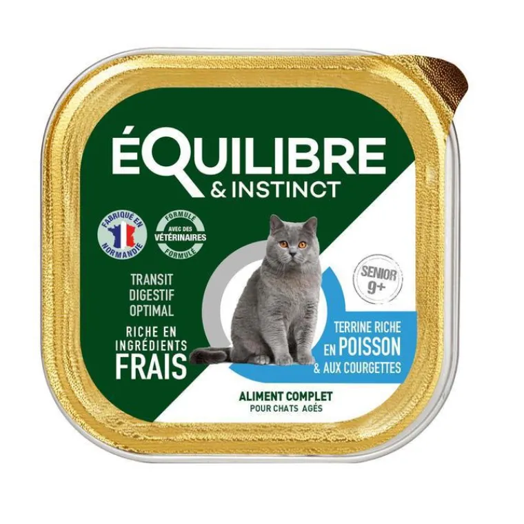 Hot EQUILIBRE&INSTINCT Pâtée pour chat senior au poisson et aux courgettes Équilibre & Instinct - 85 g