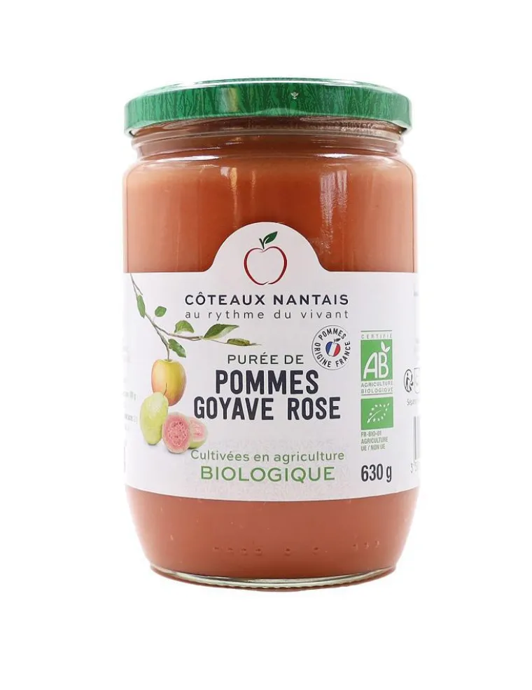 Hot CÔTEAUX NANTAIS Purée de pommes goyave rose bio Côteaux du Nantais - 630 g