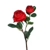 Best ARTF Rose artificielle rouge avec une fleur et un bouton – 57 cm