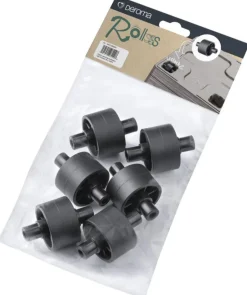 DEROMA Sachet de 6 roulettes noires en plastique