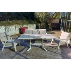 Sale Salon de jardin 5 places en aluminium, coloris pélican - BIZZOTTO Truman