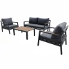 Best Salon de jardin bas 4 pièces, graphite/chêne - PROLOISIRS Games