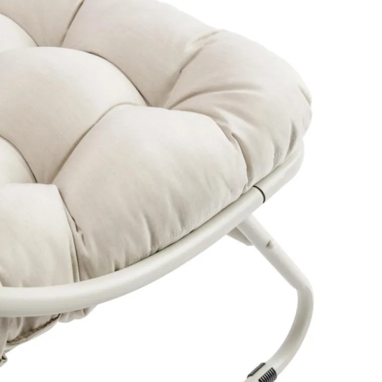 Clearance Salon de jardin en acier coloris beige Iris - 4 éléments (canapé, table basse et deux fauteuils)