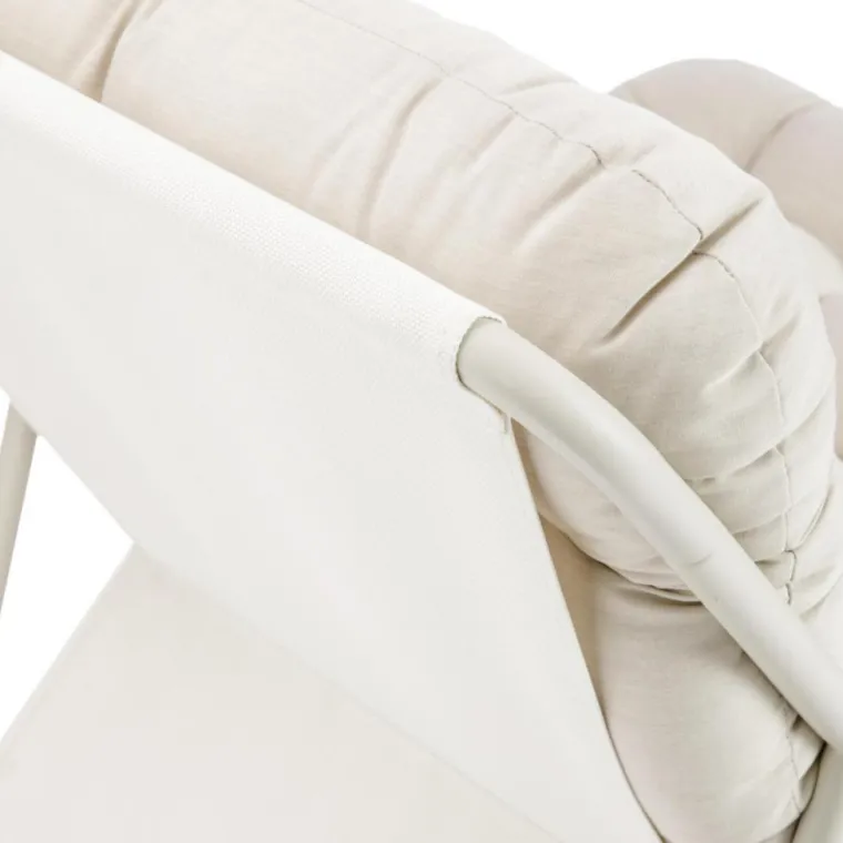 Clearance Salon de jardin en acier coloris beige Iris - 4 éléments (canapé, table basse et deux fauteuils)