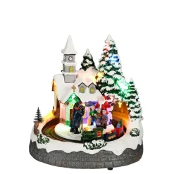 Discount EDELMAN Scène lumineuse Noël train coloris multicolore - 19,5 x 20,5 cm
