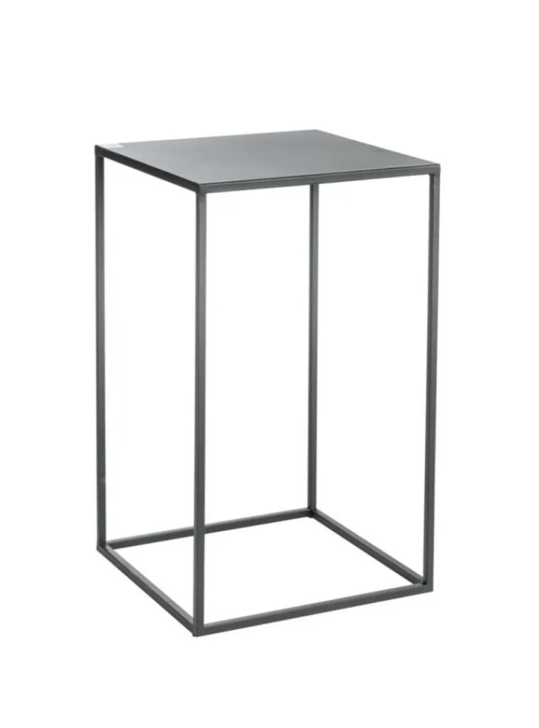 Clearance Sellette carrée en métal noir Quinty taille 3 - 30 x 30 x 50 cm