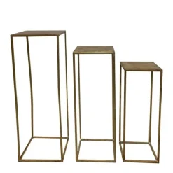 Sale Sellette haute carrée en or brossé – 21 x 21 x 57 cm