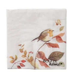 Clearance BOLTZE Serviettes en papier blanches à motifs oiseau sur branche Kehly - 16,5 x 16,5 cm