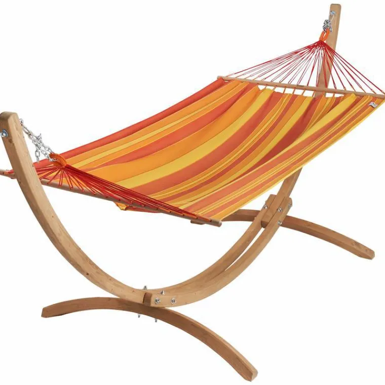 Online JOBEK Set support et hamac EsKapade coloris orange Sunny en bois et polypropylène Hamacs - 323 x 125 x 128 cm