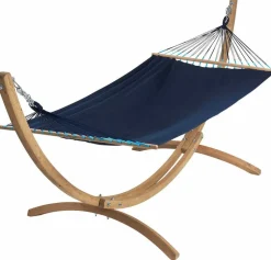 Best JOBEK Set support et hamac EsKapade coloris bleu marine en bois et polypropylène certifié FSC® Hamacs - 323 x 125 x 128 cm