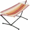 Outlet JOBEK Set support et hamac Metalik coloris rouge orange écru en métal et polypropylène Hamacs - 300 x 100 x 95 cm