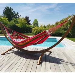 Best JOBEK Set support et hamac Weekend coloris multicolore Ara Macao en bois et polypropylène Hamacs - 350 x 125 x 136,5 cm