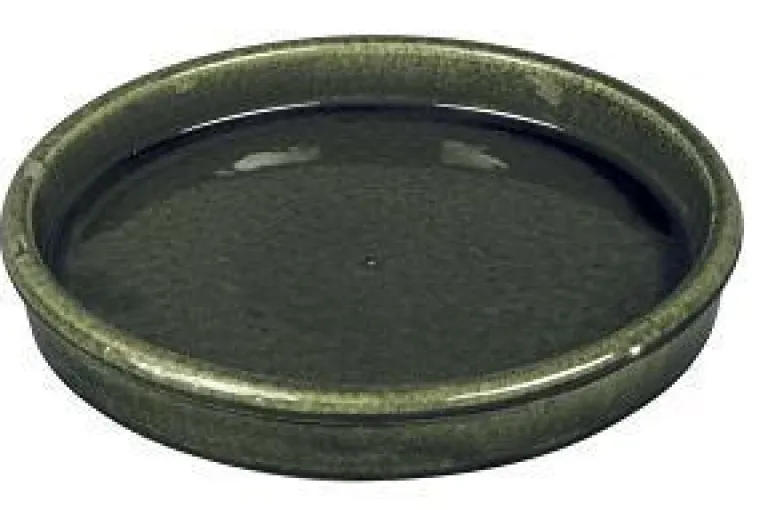 Online PASSION FOR POTTERY Soucoupe en grès émaillé Dripping vert Shanghaï - Ø 40 cm