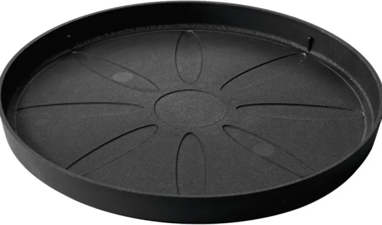 Sale DEROMA Soucoupe en plastique recyclé coloris anthracite Origin Anthracite - Ø 25 x H 2,3 cm