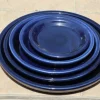 Clearance LES POTERIES D'ALBI Soucoupe en terre cuite émaillée bleu Nuit étoilée Les Poteries d’Albi - Ø 28 cm