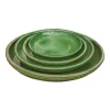 Clearance POTERIE DU BOUSQUET Soucoupe en terre cuite émaillée verte Costa - Ø 24 x H 3 cm