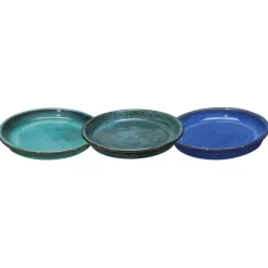 Clearance DEROMA Soucoupe en terre cuite émaillée bleu Azulejos - Ø 25 cm