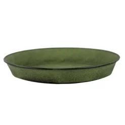 DECOLINES Soucoupe pot Reb en acier vert mat Ø 26,5 x H 3,5 cm