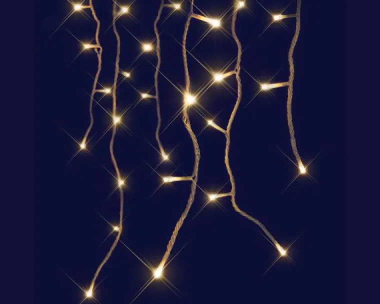 Hot BLACHÈRE ILLUMINATION Stalactite lumineuse connectable x3 à 160 LED flash blanc chaud sur câble blanc - 8 m x 0,54 m