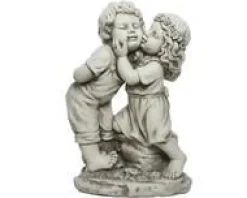 KAEMINGK Statue enfants en magnésium blanc cassé - 25 x 40,5 x 60 cm