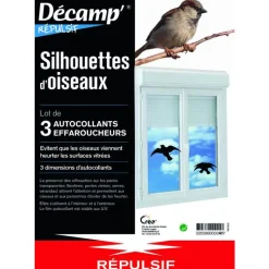 Hot DÉCAMP' Stickers pour fenêtres anticollisions des oiseaux - lot de 3 silhouettes d'oiseaux
