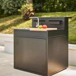 FORGE ADOUR Support évier fermé en acier noir forme comptoir de bar - 90 x 97,2 x 112,5 cm