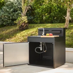 FORGE ADOUR Support évier fermé en acier noir forme comptoir de bar - 90 x 97,2 x 112,5 cm