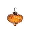 Suspension boule décorative goutte striée coloris marron en métal - Ø 7,5 cm