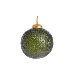 Hot Suspension boule texturée coloris vert en verre - 7,5 x 7,5 cm