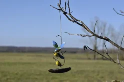 Discount CHOUETTE & CO Suspension mangeoire ronde décor mésanges en métal recyclé - 40 cm