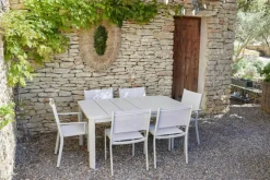 New FERMOB Table avec rallonges coloris gris en acier Oléron - 82 x 82 x 74 cm