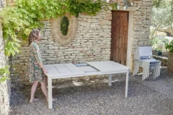 New FERMOB Table avec rallonges coloris gris en acier Oléron - 82 x 82 x 74 cm