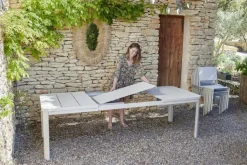 New FERMOB Table avec rallonges coloris gris en acier Oléron - 82 x 82 x 74 cm