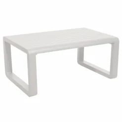 Discount Table basse de jardin en aluminium, Plateau à lattes, Blanc - PROLOISIRS QUENZA II