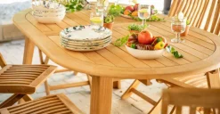 Sale Table coloris beige en teck - 180 x 240 x 100 cm