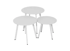 Table d'appoint ronde en acier époxy blanc - PROLOISIRS Massai - Ø50 cm