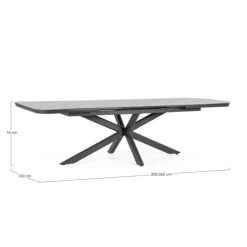 Outlet BIZZOTTO Table extensible en aluminium anthracide et pierre sintérisée Pascal Anthracite