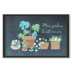 Clearance SWEETSOL Tapis absorbant intérieur imprimé végétal stylisé - 60 x 40 cm