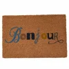 SWEETSOL Tapis brosse coco marron imprimé couleur Bonjour - 60 x 40 cm