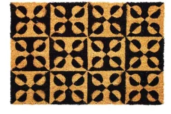 Outlet SWEETSOL Tapis brosse en coco beige imprimé noir  Noga - 60 x 40 cm
