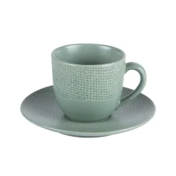 Best BASTIDE Tasse à café avec sous tasse en grès vert effet martelé Vesuvio - Ø 7 cm x H 6 cm