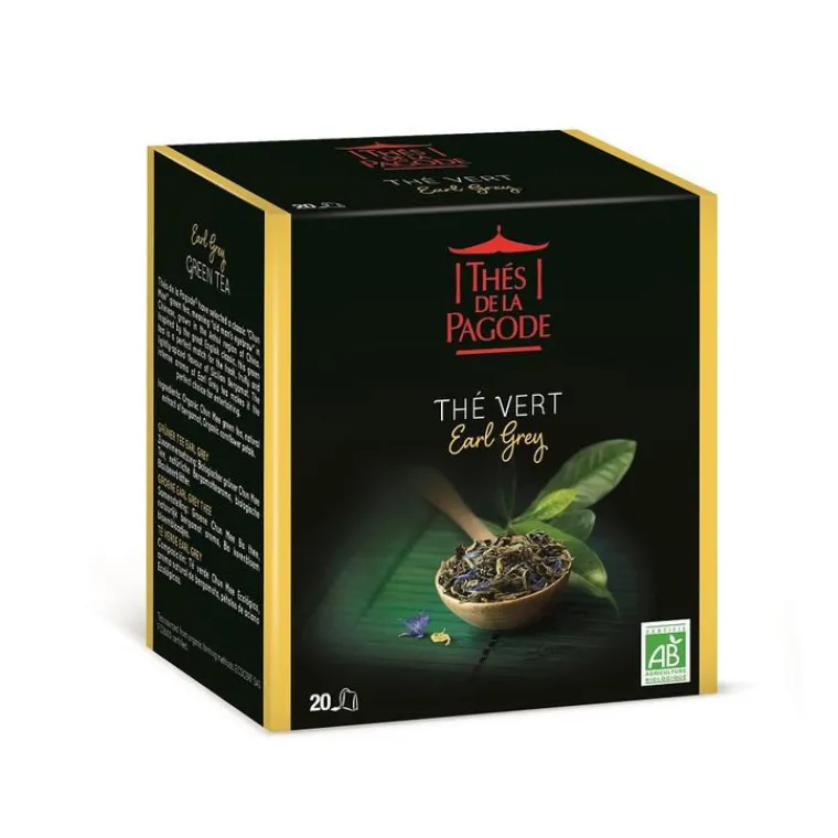 THES DE LA PAGODE Thé vert Earl Grey bio Thés de la Pagode - 40 g / 20 infusettes