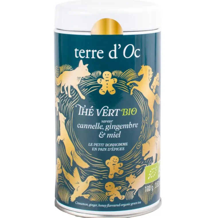 Hot TERRE D'OC Thé vert gingembre cannelle miel bio - 100 g