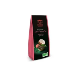 Outlet THES DE LA PAGODE Thé vert litchi noix de coco bio - sachet de 100 g