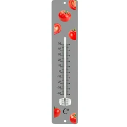 Discount INSTANT NATURE Thermomètre gris en tôle peinte à motif Tomates rouges 30 cm