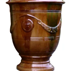 Hot POTERIE DE LA MADELEINE Vase Anduze tradition flammé en terre cuite émaillée H 55 x Ø 45 cm