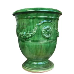 Hot POTERIE DE LA MADELEINE Vase Anduze vert en terre cuite émaillée H 28 x Ø 32 cm