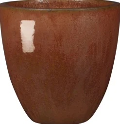 New DEROMA Vase en terre cuite émaillée rouge Tonkin Koï 51,5 L - Ø 48 x H 48 cm